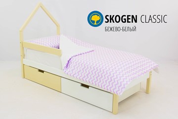 Кровать-домик в детскую мини Skogen бежево-белый в Артеме
