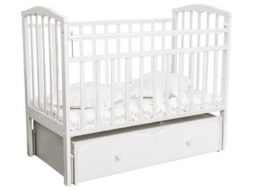 Кроватка в детскую Золушка 7, 60х120, массив березы, цвет белый в Артеме