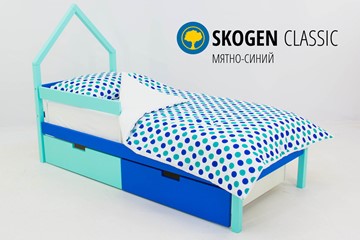 Кровать-домик в детскую мини Skogen мятно-синий в Артеме