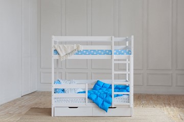 Двухъярусная кровать без крыши с ящиками, цвет белый в Уссурийске