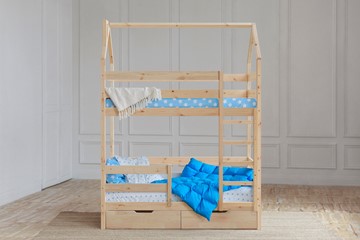 Детская двухъярусная кровать Домик с ящиками, без покраски в Артеме