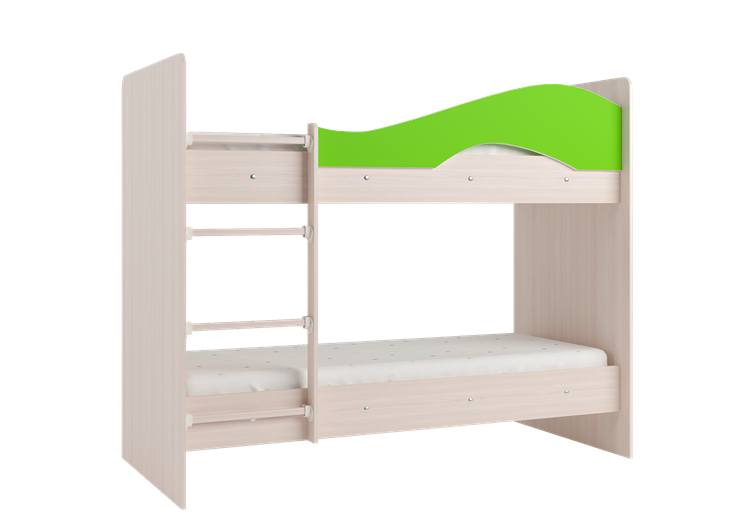 Детская двухъярусная кровать Мая с 2 ящиками на щитах, корпус Млечный дуб, фасад Салатовый во Владивостоке - изображение 3