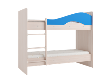 Детская 2-этажная кровать Мая с 2 ящиками на щитах, корпус Млечный дуб, фасад Синий во Владивостоке - предосмотр 2