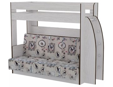 Детская 2-ярусная кровать Омега-17 с диваном (Ясень анкор) в Артеме