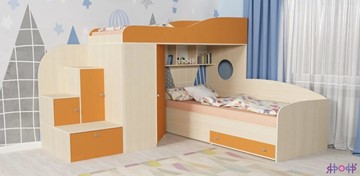 Детская кровать-шкаф Кадет-2, корпус Дуб, фасад Оранжевый во Владивостоке