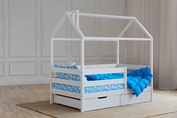 1-спальная детская кровать Домик с ящиками, цвет белый в Находке