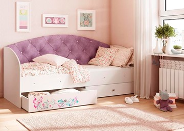 Кровать с ящиками Эльза без бортика, Фиолетовый (щиты) в Артеме