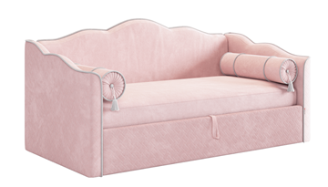 Детская кровать для девочки Лея (Софа) 90х200 (нежно-розовый (велюр)/галька (велюр)) в Артеме