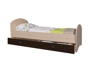 1-спальная детская кровать Мозайка без бортиков, корпус Млечный дуб/фасад Венге (ламели) во Владивостоке