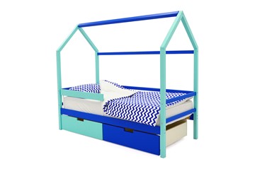 Кровать-домик детская Svogen синий-мятный в Находке