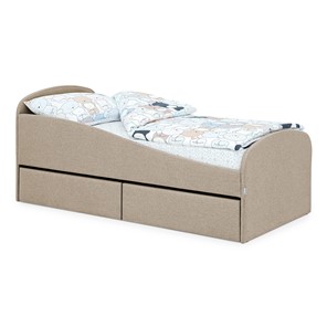 Кровать в детскую с ящиками Letmo 190х80 песочный (рогожка) в Артеме
