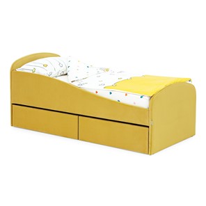 Кровать в детскую с ящиками Letmo 190х80 горчичный (велюр) в Находке