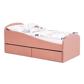 Детская кровать с ящиками Letmo 190х80 пудровый (велюр) в Находке