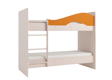 Двухъярусная кровать Мая на щитах, корпус Млечный дуб, фасад Оранжевый в Артеме