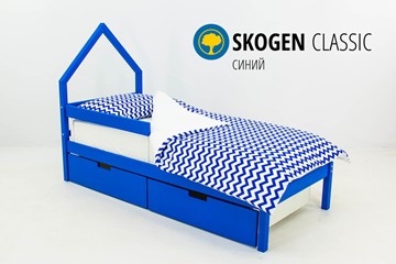 Кровать-домик в детскую мини Skogen синия в Артеме