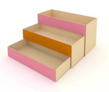 Кровать в детскую МГрупп 3-х уровневая КД-3, Беж + Розовый + Оранжевый в Артеме