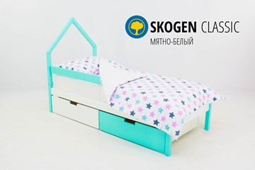 Кровать-домик детская мини Skogen белый-мятный в Находке