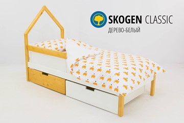 Кровать-домик в детскую мини Skogen белый-дерево в Артеме