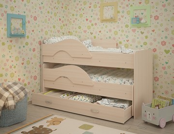Детская 2-этажная кровать Радуга 1.6 с ящиком, цвет Млечный дуб во Владивостоке