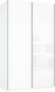 Шкаф Прайм (ДСП/Белое стекло) 1600x570x2300, белый снег в Находке