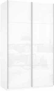 Шкаф-купе 2-х дверный Прайм (Белое стекло/Белое стекло) 1200x570x2300, белый снег в Артеме