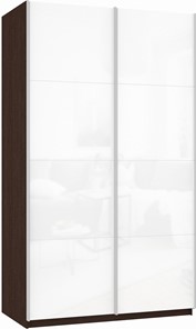 Шкаф 2-х створчатый Прайм (Белое стекло/Белое стекло) 1200x570x2300, венге в Находке