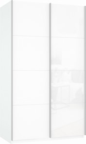 Шкаф Прайм (ДСП/Белое стекло) 1200x570x2300, белый снег в Артеме