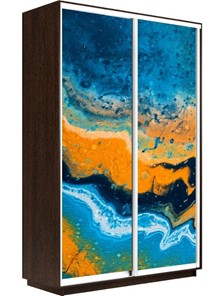 Шкаф 2-х створчатый Экспресс 1600x600x2200, Абстракция оранжево-голубая/венге во Владивостоке
