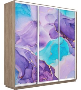 Шкаф 3-х дверный Экспресс 1800х450х2200, Абстракция фиолетовая/дуб сонома во Владивостоке