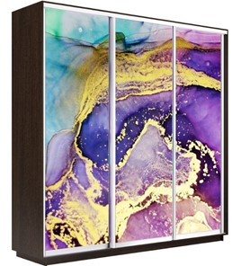 Шкаф 3-х створчатый Экспресс 1800х600х2400, Абстракция фиолетово-золотая/венге во Владивостоке