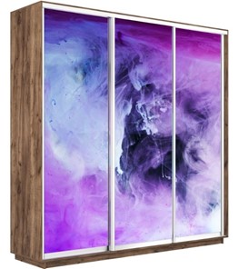 Шкаф 3-дверный Экспресс 2400х600х2200, Фиолетовый дым/дуб табачный в Уссурийске