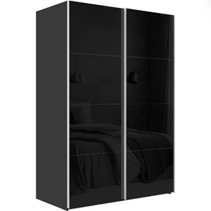 Шкаф 2-х дверный Эста (Стекло черное/Стекло черное) 1600x660x2200, серый диамант во Владивостоке
