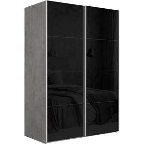 Шкаф 2-дверный Эста (Стекло черное/Стекло черное) 1800x660x2200, бетон во Владивостоке