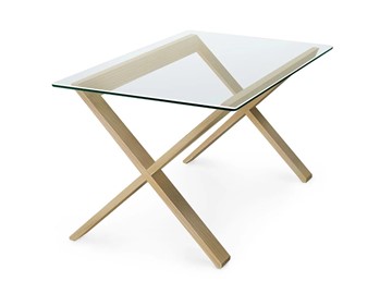 Стеклянный столик Оникс-11, Натуральный массив/Прозрачное стекло в Артеме