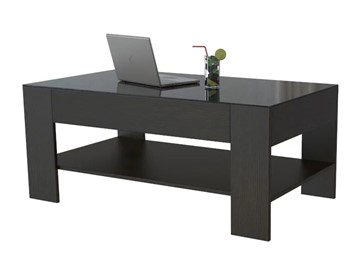 Журнальный столик Мебелик BeautyStyle-26 (венге-стекло черное) в Артеме