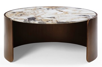 Столик круглый CT3095CL (D90) белая керамика /бронзовый в Артеме