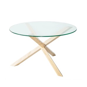 Стеклянный столик Оникс-3, Натуральный массив/Прозрачное стекло в Находке
