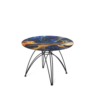 Круглый столик SHT-S112 / SHT-TT32 60 стекло/МДФ (синий сапфир/черный муар) в Артеме