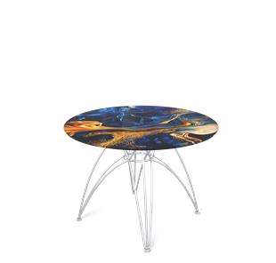 Круглый столик SHT-S112 / SHT-TT32 60 стекло/МДФ (синий сапфир/хром лак) в Артеме