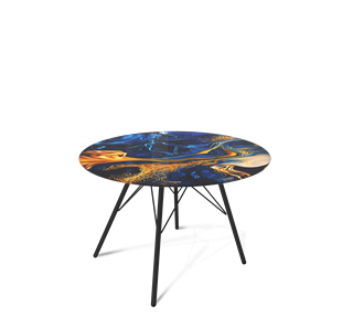 Круглый столик SHT-S37 / SHT-TT32 60 стекло/МДФ (синий сапфир/черный муар) в Артеме