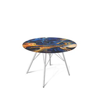 Круглый столик SHT-S37 / SHT-TT32 60 стекло/МДФ (синий сапфир/хром лак) в Артеме