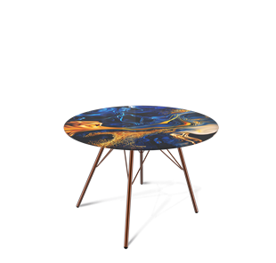 Круглый столик SHT-S37 / SHT-TT32 60 стекло/МДФ (синий сапфир/медный металлик) в Артеме