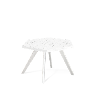 Шестигранный столик SHT-S39 / SHT-ТT20 60 ЛДСП (мрамор каррара белый/белый/патина серебро) в Артеме