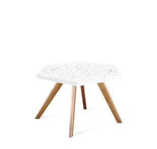 Шестигранный столик SHT-S39 / SHT-ТT20 60 ЛДСП (мрамор каррара белый/светлый орех) в Артеме