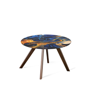 Круглый столик SHT-S39 / SHT-TT32 60 стекло/МДФ (синий сапфир/венге) в Артеме