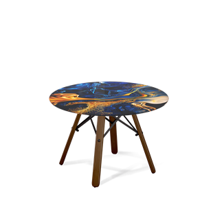 Круглый столик SHT-S70 / SHT-TT32 60 стекло/МДФ (синий сапфир/темный орех/черный муар) в Артеме