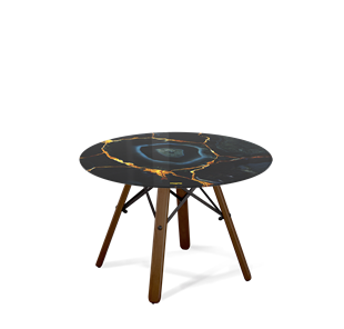 Круглый столик SHT-S70 / SHT-TT32 60 стекло/МДФ (титановый кварц/темный орех/черный муар) в Находке