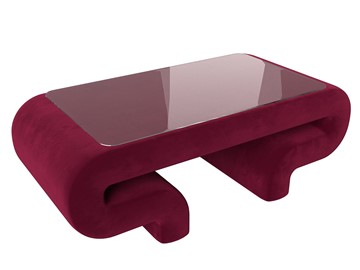 Стеклянный столик Волна, бордовый (микровельвет) в Артеме