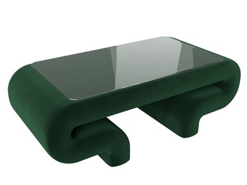 Стеклянный столик в гостиную Волна, зеленый (велюр) во Владивостоке