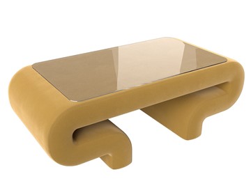 Стеклянный журнальный столик Волна, желтый (микровельвет) в Артеме